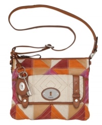 Add some color to your day with this pretty patchwork style from Fossil. The perfect fashionably functional addition to your handbag collection. Add some color to your day with this pretty patchwork style from Fossil. The perfect fashionably functional addition to your handbag collection.