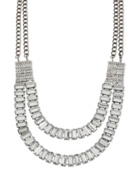 A dazzling display, times two. This double-row frontal necklace from Haskell truly sparkles. It's crafted from hematite-tone mixed metal glass crystals and beads adding luster. Approximate length: 18 inches + 3-inch extender. Approximate drop: 1-1/2 inches. A dazzling display, times two. This double-row frontal necklace from Haskell truly sparkles. It's crafted from hematite-tone mixed metal glass crystals and beads adding luster. Approximate length: 18 inches + 3-inch extender. Approximate drop: 1-1/2 inches.