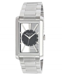 Crystal clear and streamlined excellence from Kenneth Cole New York. Crafted of stainless steel bracelet and rectangular case. Clear dial with black inner dial features silver-tone stick indices, minute track, three hands and logo. Quartz movement. Water resistant to 30 meters. Limited lifetime warranty. Crystal clear and streamlined excellence from Kenneth Cole New York. Crafted of stainless steel bracelet and rectangular case. Clear dial with black inner dial features silver-tone stick indices, minute track, three hands and logo. Quartz movement. Water resistant to 30 meters. Limited lifetime warranty.
