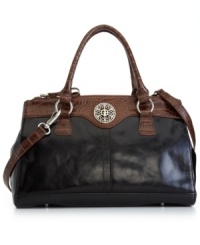 Let your look take shape with this ladylike satchel silhouette from Giani Bernini. Crafted in gorgeous glazed leather with faux croc-embossed trim and signature hardware, it adds instant luxe appeal to any outfit. Let your look take shape with this ladylike satchel silhouette from Giani Bernini. Crafted in gorgeous glazed leather with faux croc-embossed trim and signature hardware, it adds instant luxe appeal to any outfit.