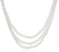 3-Row White A Grade Freshwater Cultured Pearl Necklace with Sterling Silver Clasp (6.5-7mm ), 17, 18/19 3-Row White A Grade Freshwater Cultured Pearl Necklace with Sterling Silver Clasp (6.5-7mm ), 17, 18/19