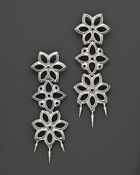 An applique tiered drop earring in sterling silver, designed by Paul Morelli. An applique tiered drop earring in sterling silver, designed by Paul Morelli.