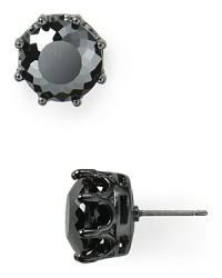 Dark and glamourous. Get noticed with this pair of Juicy Couture stud earrings, accented by bold jet-colored crystals. Dark and glamourous. Get noticed with this pair of Juicy Couture stud earrings, accented by bold jet-colored crystals.