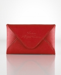A convenient card carrier modeled after a traditional envelope and tailored from soft, ultra-bright cowhide leather for modern appeal. A convenient card carrier modeled after a traditional envelope and tailored from soft, ultra-bright cowhide leather for modern appeal.