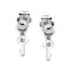 (X1000Diamond) 18K/750 White Gold Polished Finished Round Diamond Dangling Key Stud Earring (0.03cttw, I-J Color, I1-I2 Clarity)