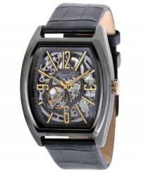 Watch time fly with this stylish automatic watch from Kenneth Cole New York. Highlights exposed mechanisms at the dial. Watch time fly with this stylish automatic watch from Kenneth Cole New York. Highlights exposed mechanisms at the dial.
