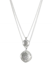 Double your pleasure with this two-row necklace from Kenneth Cole New York. Crafted from silver-tone mixed metal, the necklace features silver-colored glittery accents for a lustrous effect. Item comes packaged in a signature Kenneth Cole New York Gift Box. Approximate length: 16 inches + 3-inch extender. Approximate drop: 2 inches. Double your pleasure with this two-row necklace from Kenneth Cole New York. Crafted from silver-tone mixed metal, the necklace features silver-colored glittery accents for a lustrous effect. Item comes packaged in a signature Kenneth Cole New York Gift Box. Approximate length: 16 inches + 3-inch extender. Approximate drop: 2 inches.