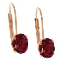 2.80 Ct Oval Red Rhodolite Garnet Gold Plated 4-prong Leverback Earrings 8x6mm 2.80 Ct Oval Red Rhodolite Garnet Gold Plated 4-prong Leverback Earrings 8x6mm