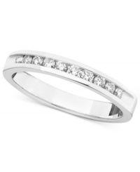 Express your sentiments perfectly with a touch of sparkle. This 14k white gold band makes the perfect setting for certified round-cut diamonds (1/4 ct. t.w.). Express your sentiments perfectly with a touch of sparkle. This 14k white gold band makes the perfect setting for certified round-cut diamonds (1/4 ct. t.w.).