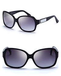 Paint the town in these classic, square sunglasses-a silver logo plate on both stems gives them signature Michael Kors style. Paint the town in these classic, square sunglasses-a silver logo plate on both stems gives them signature Michael Kors style.