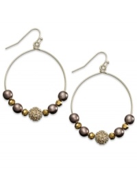 Clusters of shimmering glass beads and acrylic pearls shine on these Charter Club hoop earrings. Crafted in 14k gold-plated mixed metal. Approximate drop: 2-1/5 inches. Clusters of shimmering glass beads and acrylic pearls shine on these Charter Club hoop earrings. Crafted in 14k gold-plated mixed metal. Approximate drop: 2-1/5 inches.