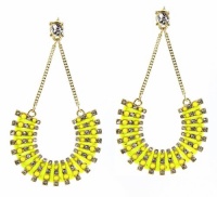 Bar III Earrings, Gold-Tone Neon Yellow U-Shaped Earrings