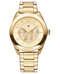 Forge new style paths with the golden shine of this elegant Tommy Hilfiger watch. Forge new style paths with the golden shine of this elegant Tommy Hilfiger watch.