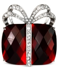 Wrap up your holiday look with this charming box pin from Jones New York. With a red plastic stone wrapped with shimmering stone accents. Crafted in silver tone mixed metal. Approximate length: 1-1/2 inches. Includes gift box. Wrap up your holiday look with this charming box pin from Jones New York. With a red plastic stone wrapped with shimmering stone accents. Crafted in silver tone mixed metal. Approximate length: 1-1/2 inches. Includes gift box.