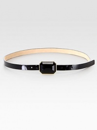 This plush patent leather design is embellished with an eye-catching jewel buckle.Width, about 5Patent leatherImported This plush patent leather design is embellished with an eye-catching jewel buckle.Width, about 5Patent leatherImported