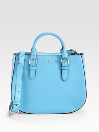 Luxurious saffiano leather in an elegant and structured shape; perfect for all your essentials.Double adjustable top handles, 3-5 dropDetachable adjustable shoulder strap, 19½-22 dropMagnetic snap tab closureOne inside zip pocketTwo inside open pocketsCotton lining13W X 10½H X 5DImported Luxurious saffiano leather in an elegant and structured shape; perfect for all your essentials.Double adjustable top handles, 3-5 dropDetachable adjustable shoulder strap, 19½-22 dropMagnetic snap tab closureOne inside zip pocketTwo inside open pocketsCotton lining13W X 10½H X 5DImported