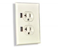 CurrentWerks UI-2222-SLA USB Outlet Duo In-Wall Standard AC Outlet with 2 USB Ports, Light Almond CurrentWerks UI-2222-SLA USB Outlet Duo In-Wall Standard AC Outlet with 2 USB Ports, Light Almond