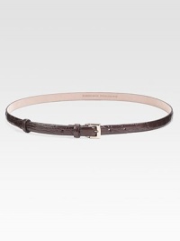 Crocodile belt with engraved logo on square buckle.About ½ wide Made in Italy Crocodile belt with engraved logo on square buckle.About ½ wide Made in Italy