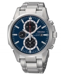 Powered with solar technology, this handsome chronograph watch from Seiko beams with precision. Powered with solar technology, this handsome chronograph watch from Seiko beams with precision.
