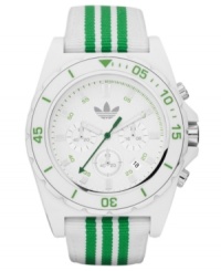 Green and white create a retro style that's endlessly stylish: a sport watch by adidas. Green and white create a retro style that's endlessly stylish: a sport watch by adidas.
