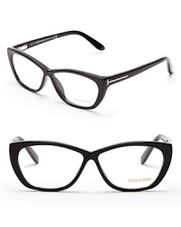 Tom Ford's '50s-style cat eye frames can be filled with your prescription or worn with clear lenses for a look that's both sophisticated and on-trend. Tom Ford's '50s-style cat eye frames can be filled with your prescription or worn with clear lenses for a look that's both sophisticated and on-trend.