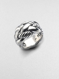 From the Woven Cable Collection. A chunky interwoven low-dome design with a shrimp texture in sterling silver. Sterling silver ½ wide Made in USA From the Woven Cable Collection. A chunky interwoven low-dome design with a shrimp texture in sterling silver. Sterling silver ½ wide Made in USA
