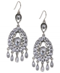 Eclectic elegance. Lucky Brand's chandelier earrings are crafted from silver-tone mixed metal with simulated quartz accents for a glamorous touch. Approximate drop: 2-3/4 inches. Eclectic elegance. Lucky Brand's chandelier earrings are crafted from silver-tone mixed metal with simulated quartz accents for a glamorous touch. Approximate drop: 2-3/4 inches.