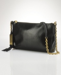 Classic serpentine meets mod metallic in this chic shoulder bag from Lauren Ralph Lauren. Luxe snakeskin-embossed leather is accented with signature detailing, while the sleek shape is sized-right for any after-hours occasion. Classic serpentine meets mod metallic in this chic shoulder bag from Lauren Ralph Lauren. Luxe snakeskin-embossed leather is accented with signature detailing, while the sleek shape is sized-right for any after-hours occasion.