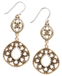 Simply elegant. This pair of drop earrings from Lucky Brand is crafted from gold-tone mixed metal with glass accents adding luster. Approximate drop: 2-1/2 inches. Simply elegant. This pair of drop earrings from Lucky Brand is crafted from gold-tone mixed metal with glass accents adding luster. Approximate drop: 2-1/2 inches.