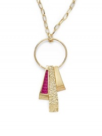 THE LOOKRing with deco stick charmsLizard skin inset accentStingray-textured detail Oval chainGoldplated brass settingLobster claspTHE MEASUREMENTPendant length, about 3Length, about 32ORIGINMade in USA THE LOOKRing with deco stick charmsLizard skin inset accentStingray-textured detail Oval chainGoldplated brass settingLobster claspTHE MEASUREMENTPendant length, about 3Length, about 32ORIGINMade in USA