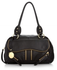 A lady-like silhouette gets an edgy upgrade with this Franco Sarto satchel that makes a serious style statement. Luxe leather is outfitted with eye-catching zipper details, while the organized interior lets you take along your everyday must-haves. A lady-like silhouette gets an edgy upgrade with this Franco Sarto satchel that makes a serious style statement. Luxe leather is outfitted with eye-catching zipper details, while the organized interior lets you take along your everyday must-haves.