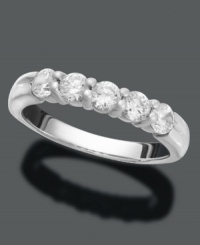 For love that lasts. This 14k white gold anniversary ring features five round-cut diamonds (3/4 ct. t.w.). For love that lasts. This 14k white gold anniversary ring features five round-cut diamonds (3/4 ct. t.w.).