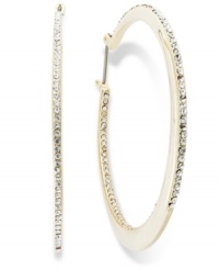 Hoop earrings get a sparkling infusion in this pair from Lauren by Ralph Lauren. Czech stones and gold-tone details add luster. Earrings feature a click-it closure. Approximate diameter: 2 inches. Approximate drop: 2 inches. Hoop earrings get a sparkling infusion in this pair from Lauren by Ralph Lauren. Czech stones and gold-tone details add luster. Earrings feature a click-it closure. Approximate diameter: 2 inches. Approximate drop: 2 inches.