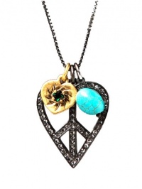 Juicy Couture Heart Peace Sign Charm Necklace, Hematite Juicy Couture Heart Peace Sign Charm Necklace, Hematite