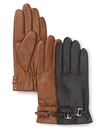 For flawless fit and fashion, slide on these Lauren Ralph Lauren leather gloves with equestrian-inspired double buckles. For flawless fit and fashion, slide on these Lauren Ralph Lauren leather gloves with equestrian-inspired double buckles.