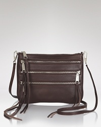 You've got the tough-girl attitude, now get a leather Rebecca Minkoff crossbody to match. Its shape is so night-now, its exposed zip details have serious bite. You've got the tough-girl attitude, now get a leather Rebecca Minkoff crossbody to match. Its shape is so night-now, its exposed zip details have serious bite.