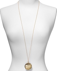 Designed by Nicole Richie, a charming medallion locket necklace on a gold tone chain. Designed by Nicole Richie, a charming medallion locket necklace on a gold tone chain.