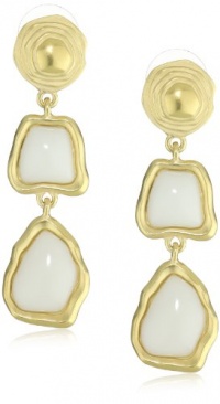 T Tahari Parisian Chic White and Gold Double Drop Earrings T Tahari Parisian Chic White and Gold Double Drop Earrings
