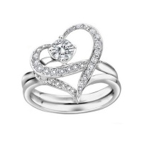 Couples Heart Shape with Cubic Zirconia Wedding Band Single-minded Love Separable Promise Ring Couples Heart Shape with Cubic Zirconia Wedding Band Single-minded Love Separable Promise Ring