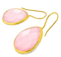 18KT Gold Vermeil Rose Quartz Teardrop Earrings 925 Sterling Silver Bezel Set Gemstone Drops, Kyle Richards