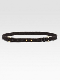 A classic leather style with goldtone stud closure and a fishtail-like braid.Width, about .75LeatherImported A classic leather style with goldtone stud closure and a fishtail-like braid.Width, about .75LeatherImported
