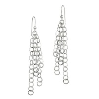 Sterling Silver Multi-Row Circle Link Chain French Wire Movement Earrings Sterling Silver Multi-Row Circle Link Chain French Wire Movement Earrings
