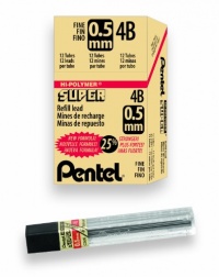Pentel Super Hi-Polymer Lead Refill, 0.5mm Fine, 4B, 144 Pieces of Lead (C505-4B) Pentel Super Hi-Polymer Lead Refill, 0.5mm Fine, 4B, 144 Pieces of Lead (C505-4B)