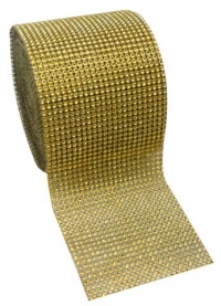 Gold Diamond Rhinestone Mesh Ribbon, Wedding Ribbon, Diaper Cake Ribbon, 4.75 x 10 Yards, 24 Row, 1 Roll Gold Diamond Rhinestone Mesh Ribbon, Wedding Ribbon, Diaper Cake Ribbon, 4.75 x 10 Yards, 24 Row, 1 Roll