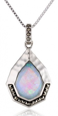 Judith Jack Waterfall Sterling Silver, Marcasite, Blue Opal Pendant Necklace, 18 Judith Jack Waterfall Sterling Silver, Marcasite, Blue Opal Pendant Necklace, 18