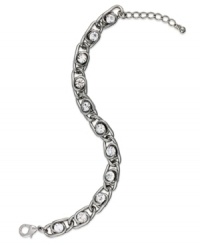 Find inspiration in glamorous shine. This link bracelet form Charter Club sparkles with glass crystal clusters. Crafted in imitation-rhodium tone mixed metal. Approximate length: 7 inches + 1-inch extender. Find inspiration in glamorous shine. This link bracelet form Charter Club sparkles with glass crystal clusters. Crafted in imitation-rhodium tone mixed metal. Approximate length: 7 inches + 1-inch extender.