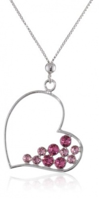 Italian Sterling Silver Swarovski Crystal Floating Heart Pendant Necklace, 18 Italian Sterling Silver Swarovski Crystal Floating Heart Pendant Necklace, 18