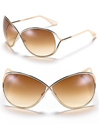 Tom Ford's oversized sunglasses are full of movie-star chic. With cross-front metal frames and exposed lenses. Adjustable nose piece helps to secure fit. Tom Ford's oversized sunglasses are full of movie-star chic. With cross-front metal frames and exposed lenses. Adjustable nose piece helps to secure fit.