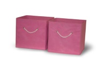 Sourcing Solutions 2-Piece Folding Storage Bins Set, Pink with White Rope Handles Sourcing Solutions 2-Piece Folding Storage Bins Set, Pink with White Rope Handles