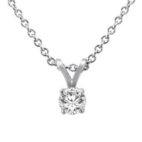 14K White Gold Round Solitaire Diamond Pendant (1/4 ctw, G-H/SI1-I2) 14K White Gold Round Solitaire Diamond Pendant (1/4 ctw, G-H/SI1-I2)